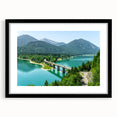 Extra large abstract art print featuring colorful, textured scenery of Bavaria on a black framed canvas.