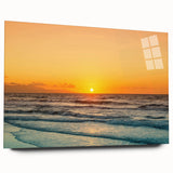 Acrylic print of a large abstract depiction of Crete, Greece in blue and white tones, ideal for bedroom or dining room art.