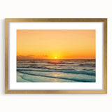 Abstract art print of Crete, Greece in gold frame, featuring muted earth tones, perfect for dining room decor.