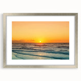 Extra large abstract art print of a European scenery in Crete with textured silver frame, ideal for living room decor.