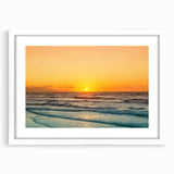 Textured abstract art print depicting a European scenery in Crete with muted earth tones, displayed in a white framed mat.