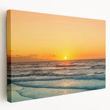 Large art print of Crete, Greece scenery on stretched canvas, featuring vivid blue and white tones.