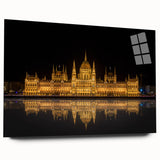 Large abstract art print of a European scenery on acrylic glass, ideal for bedroom or dining room decor.