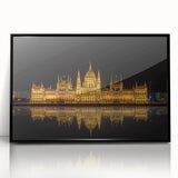 Large abstract wall art depicting a European Hungarian landscape in muted earth tones on a black framed acrylic.