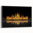 Black and white framed canvas depicting a vintage European landscape, ideal for bedroom wall art.