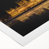 Art deco poster of a European scenery in Hungary, featuring muted earth tones on a rolled canvas.