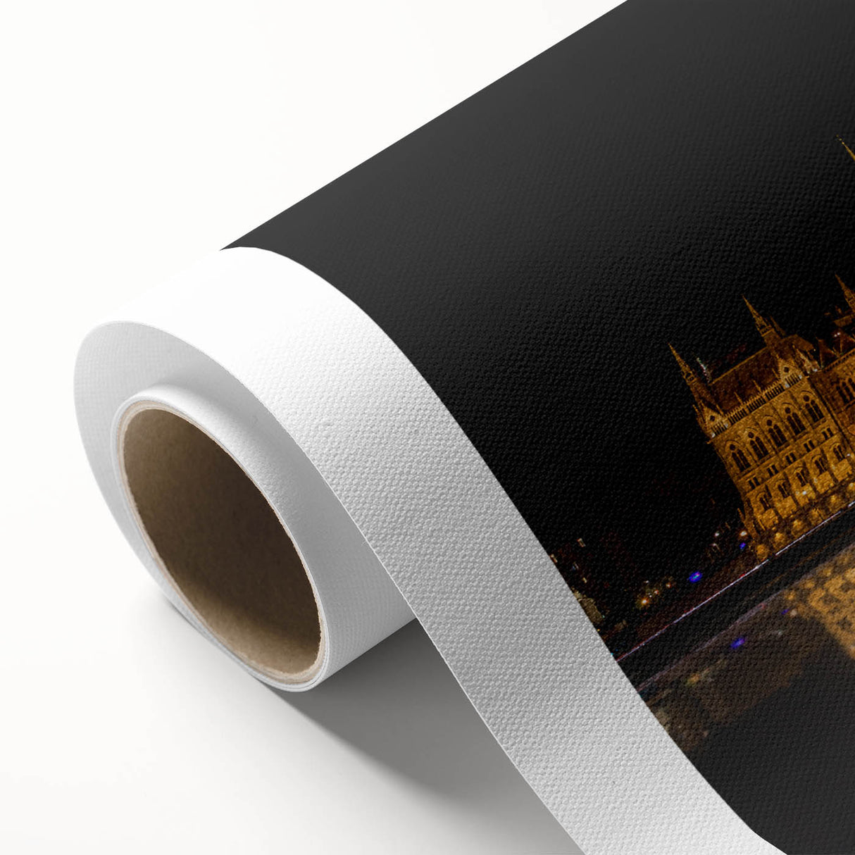 Art deco poster of a European cityscape in pastel shades on rolled canvas, ideal for nursery wall art.