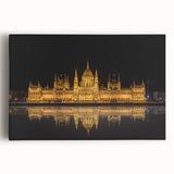 Black and white stretched canvas depicting a serene Hungarian landscape, ideal for kitchen wall art or bedroom decor.