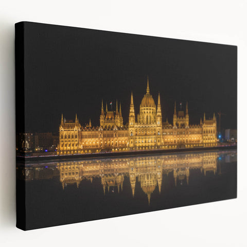 Side view of a stretched canvas depicting a European scenery in muted earth tones, ideal for kitchen wall art.