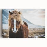 Black and white photograph of a serene Icelandic landscape on stretched canvas.
