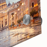 Large abstract depiction of Rome on acrylic glass in muted earth tones, ideal for dining room art.