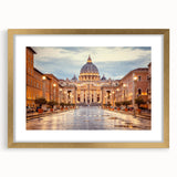 Abstract art print of a European cityscape in muted gold and brown tones on a framed canvas, suitable for dining room decor.