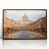 Large abstract wall art depicting a stylized Rome scenery in muted earth tones on a framed acrylic.