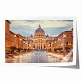 Rolled print of a scenic Rome landscape with pastel hues, ideal for art wall dining room or classy bathroom decor.