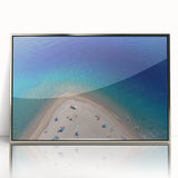 Mid-century modernist art of Sicilian landscape in silver framed acrylic, featuring muted earth tones.