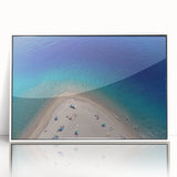 Mid-century modernist art depicting a Sicilian landscape on a white-framed acrylic print, ideal for nursery wall art.