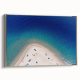 Landscape painting of Sicilian coastline on framed canvas, featuring vibrant colors against a black background.