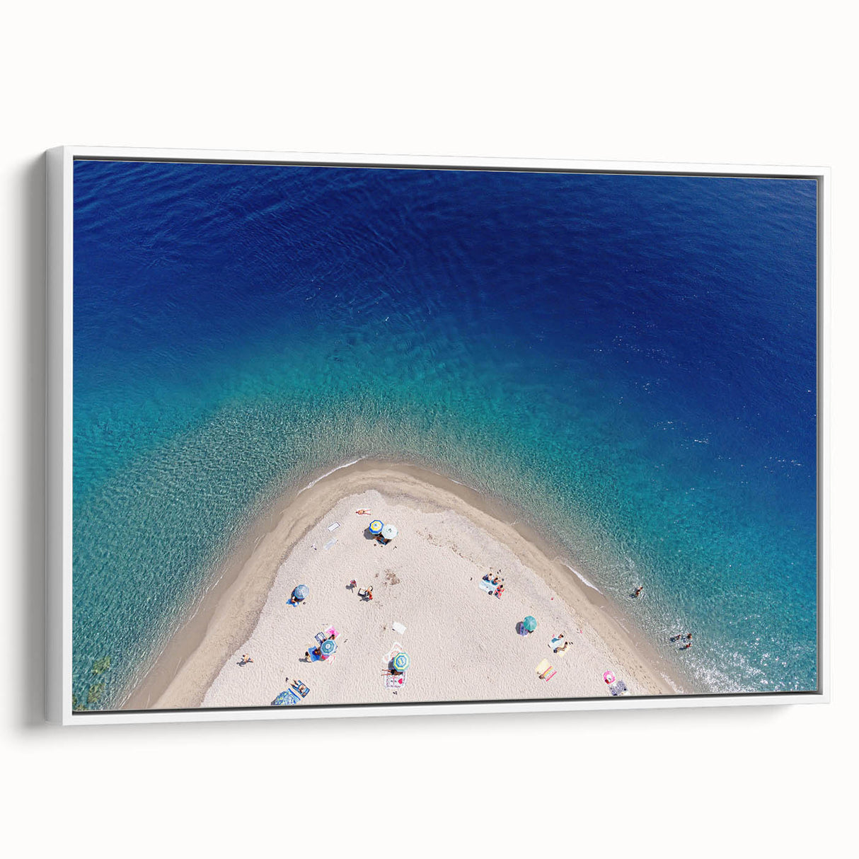 Vintage poster art of Sicilian landscape on extra large framed canvas, featuring vibrant colors against a black background.