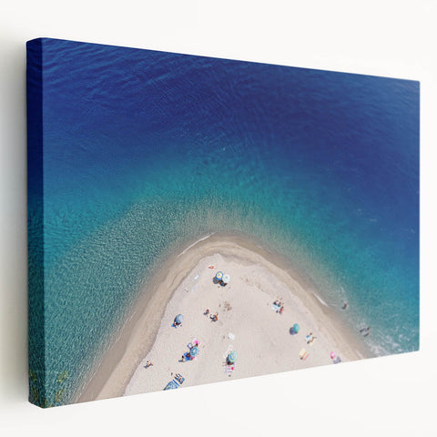 Large stretched canvas wall art depicting a scenic view of Sicily, Italy, in vibrant earth tones, ideal for kitchen wall art.