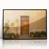 Framed acrylic print of a large abstract depiction of Tuscany's landscape in earthy tones, ideal for modern art wall decor.