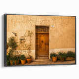 Black and white landscape art painting of Tuscany on framed canvas, ideal for bedroom wall decor.