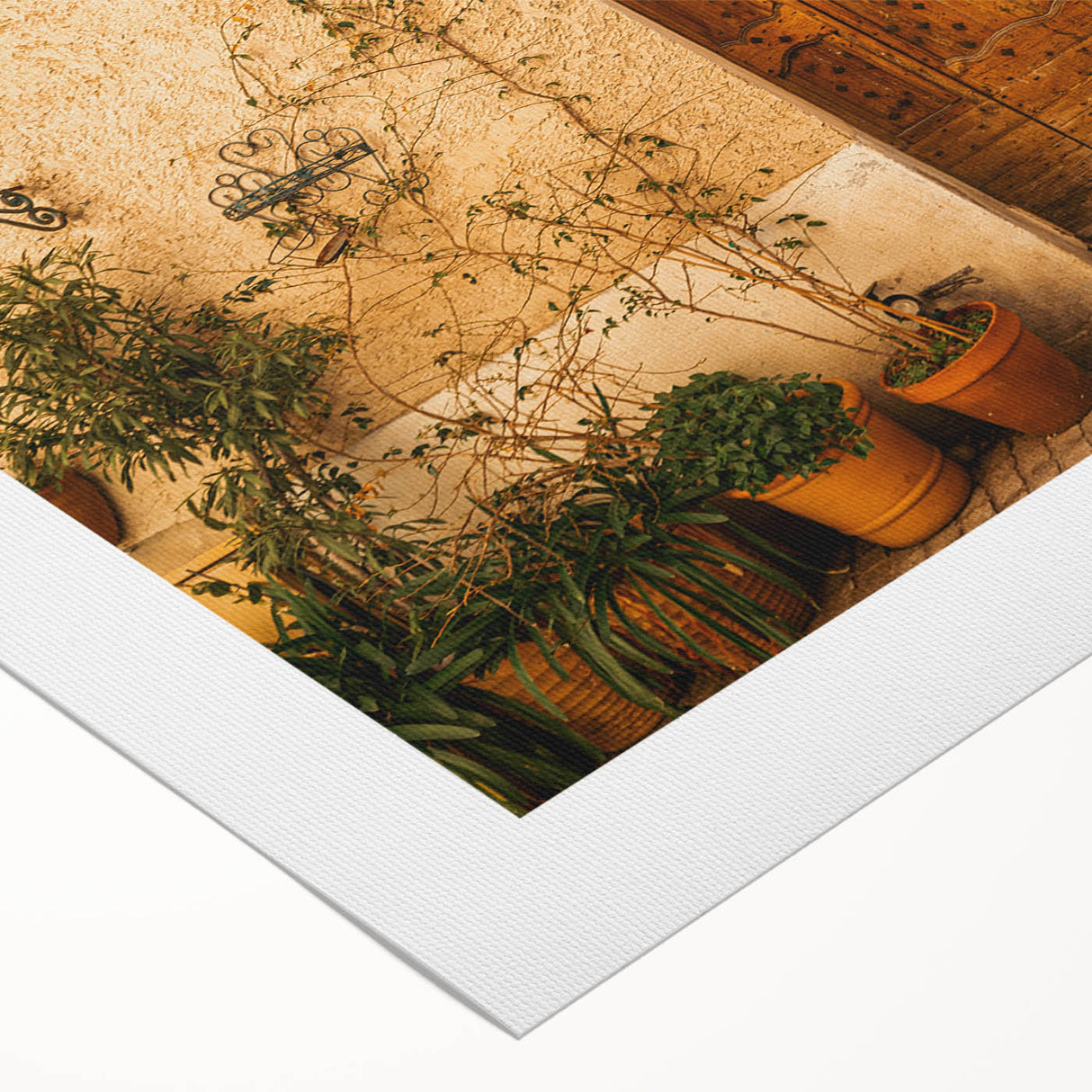 Art deco poster featuring a Tuscan landscape in muted earth tones on rolled canvas, suitable for dining room decor.
