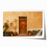 Rolled print of Tuscan landscape with vibrant green fields and a clear sky, ideal for art wall dining room.