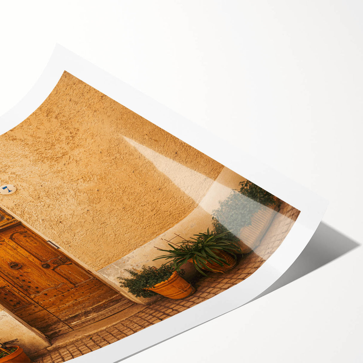 Extra large wall art featuring a Tuscan landscape with line art flowers in soft pastel shades.