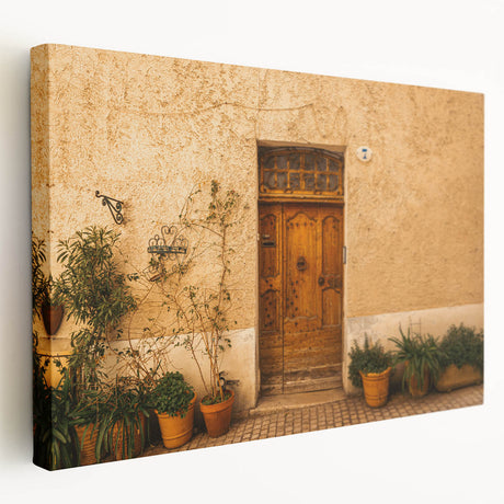 Large stretched canvas depicting a serene Tuscan landscape, with soft earth tones, ideal for kitchen wall art.