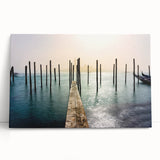 Black and white large art print of Venice scenery on stretched canvas, ideal for kitchen wall art.