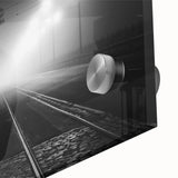 Large abstract wall art of a European scenery in Latvia, rendered in mid-century modernist style, on acrylic glass.