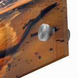 Large abstract wall art depicting a Lithuanian landscape in muted earth tones on acrylic glass.