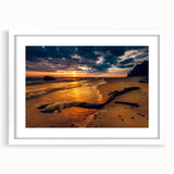 Textured abstract art print of a European landscape in muted earth tones on a white-framed canvas.