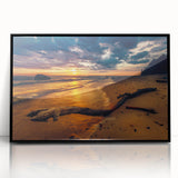 Large abstract wall art depicting a European Lithuanian landscape in muted earth tones on a framed acrylic.