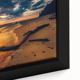 Textured black wall art depicting a European scenery with colorful accents on a framed canvas, ideal for living room decor.