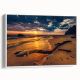 Vintage poster art of a European Lithianian scenery in muted colors on a large framed canvas, ideal for living room decor.