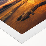 Art deco poster depicting a serene Lithuanian landscape on rolled canvas, suitable for dining room decor.