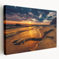Lithuanian landscape on large stretched canvas, featuring muted green and blue tones, ideal for kitchen wall art.