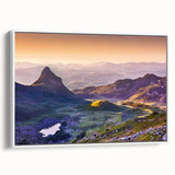 Vintage poster art of Montenegro scenery on framed canvas, featuring vibrant colors, ideal for living room decor.