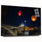 Large abstract wall art of Porto scenery on acrylic glass, ideal for bedroom or dining room decor.