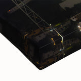 Black and white landscape art painting of Porto, Portugal on stretched canvas, ideal for bedroom wall art.