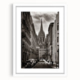 Textured abstract art print of Barcelona scenery in muted earth tones, framed with a white mat, ideal for bedroom art.