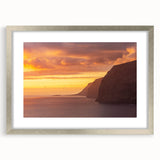 Extra large abstract art print of a textured European scenery in muted earth tones, framed in silver.