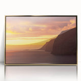 Art Deco poster depicting a scenic view of the Canary Islands, in gold tones on acrylic, ideal for modern art wall decor.