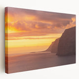 Large stretched canvas depicting a scenic European landscape with vibrant greens and blues, ideal for kitchen wall art.