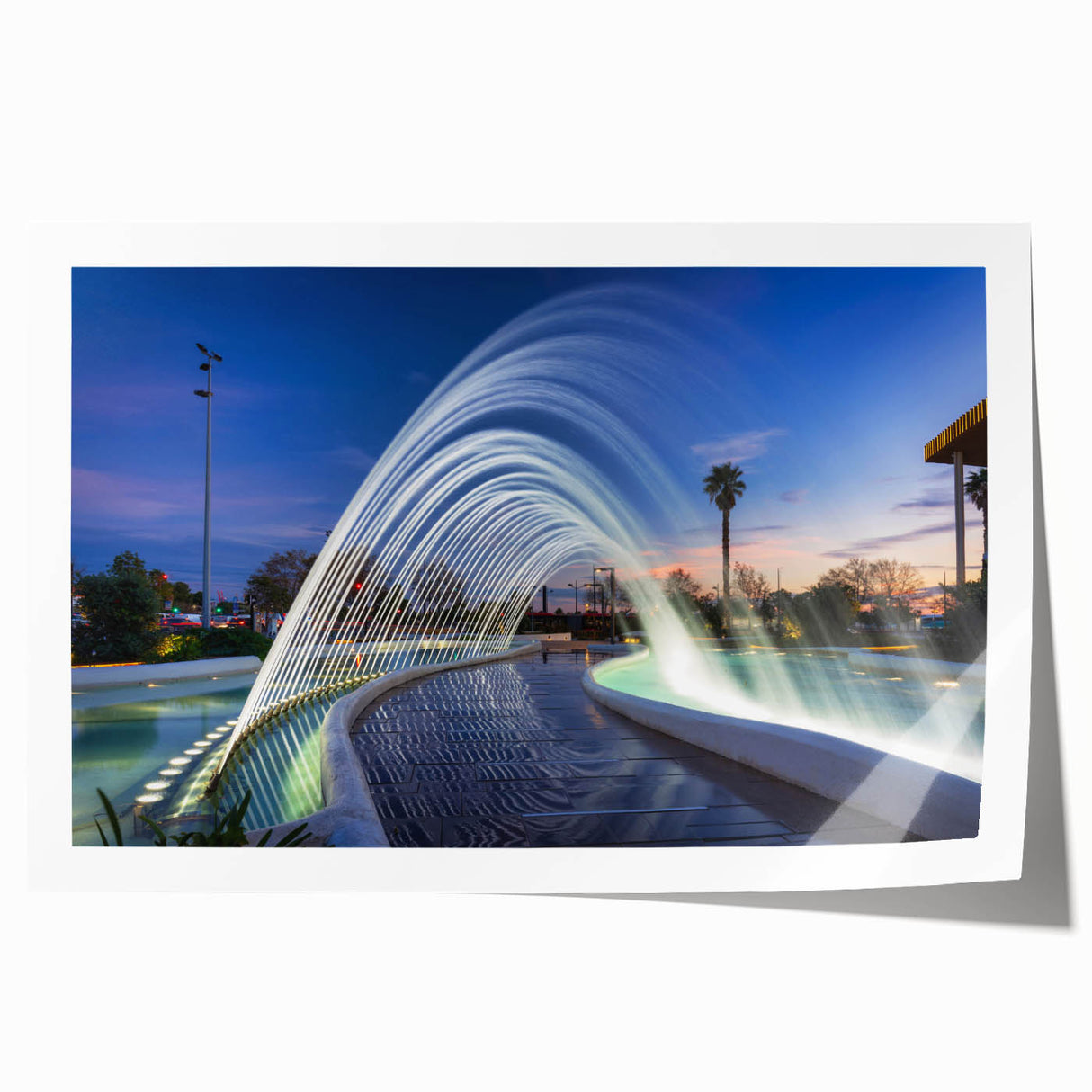 Extra large rolled print of Valencia scenery with vibrant floral elements, ideal for art wall dining room.