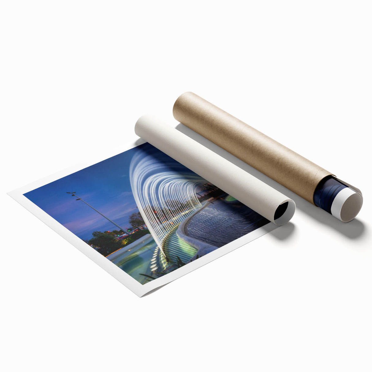 Extra large rolled print depicting a vibrant floral scene in Valencia, Spain, ideal for classy bathroom wall art.