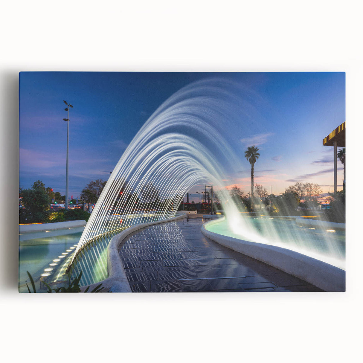 Black and white stretched canvas of Valencia scenery, ideal for kitchen wall art.