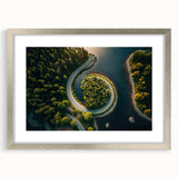 Textured abstract art print depicting a European scenery in muted earth tones, framed in silver, ideal for bedroom decor.