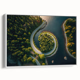 Vintage poster art of a Swedish landscape, featuring colorful imagery on extra large white-framed canvas.